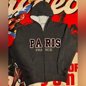 Paris France Spellout Zip-Up Hoodie